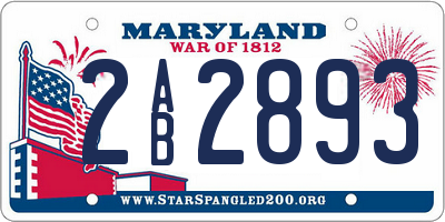 MD license plate 2AB2893