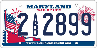 MD license plate 2AB2899