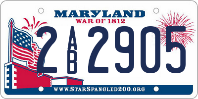 MD license plate 2AB2905