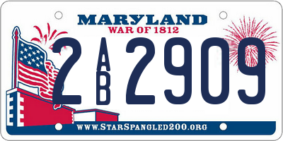 MD license plate 2AB2909