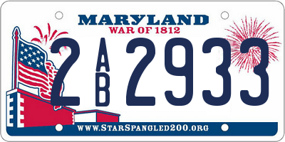 MD license plate 2AB2933