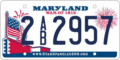 MD license plate 2AB2957