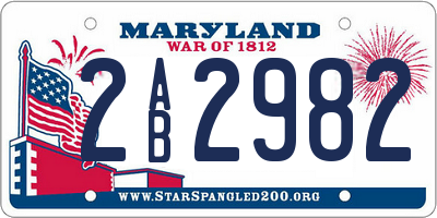 MD license plate 2AB2982