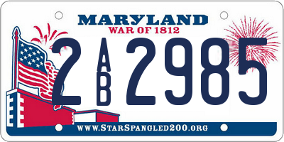 MD license plate 2AB2985