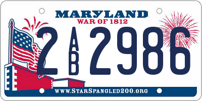 MD license plate 2AB2986
