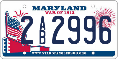 MD license plate 2AB2996
