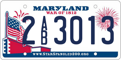 MD license plate 2AB3013