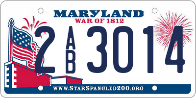 MD license plate 2AB3014