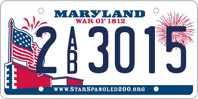 MD license plate 2AB3015