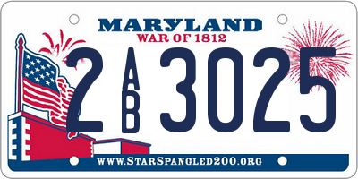 MD license plate 2AB3025