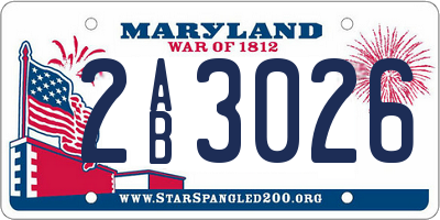 MD license plate 2AB3026