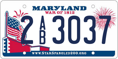 MD license plate 2AB3037