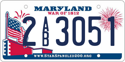 MD license plate 2AB3051