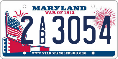 MD license plate 2AB3054