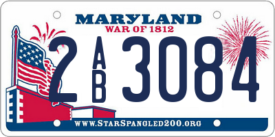 MD license plate 2AB3084