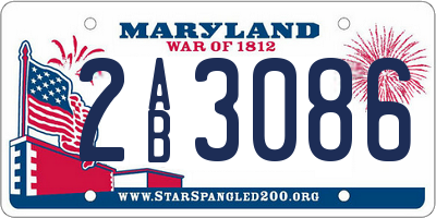 MD license plate 2AB3086