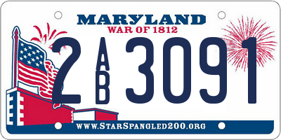 MD license plate 2AB3091