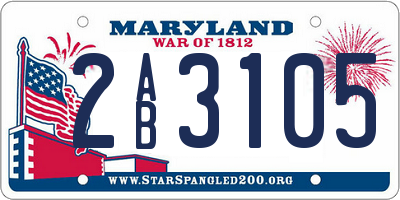 MD license plate 2AB3105