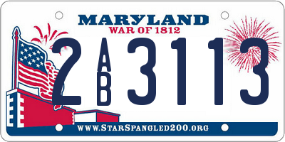 MD license plate 2AB3113