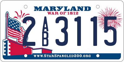 MD license plate 2AB3115