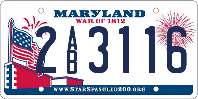 MD license plate 2AB3116