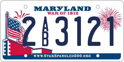 MD license plate 2AB3121