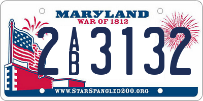 MD license plate 2AB3132