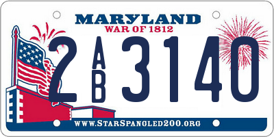 MD license plate 2AB3140