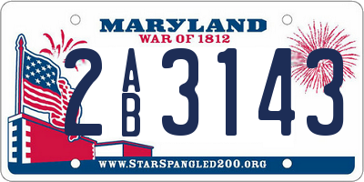 MD license plate 2AB3143