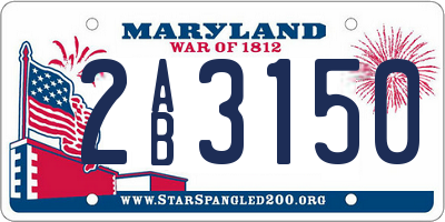 MD license plate 2AB3150