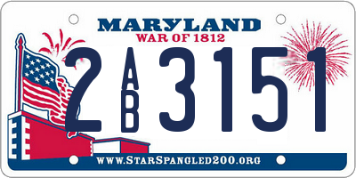 MD license plate 2AB3151
