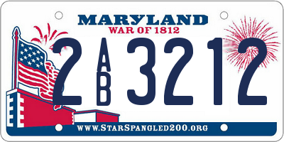 MD license plate 2AB3212