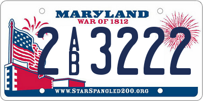 MD license plate 2AB3222