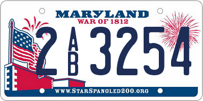 MD license plate 2AB3254
