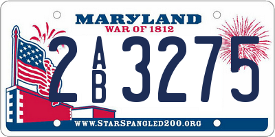 MD license plate 2AB3275