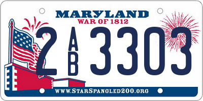 MD license plate 2AB3303