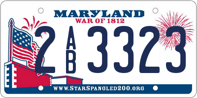 MD license plate 2AB3323