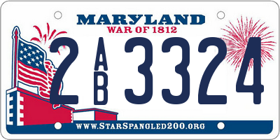 MD license plate 2AB3324