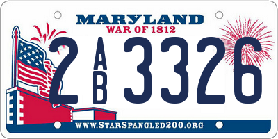 MD license plate 2AB3326