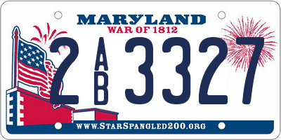 MD license plate 2AB3327