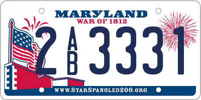 MD license plate 2AB3331