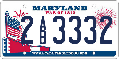 MD license plate 2AB3332