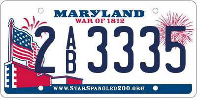 MD license plate 2AB3335