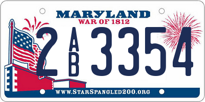 MD license plate 2AB3354