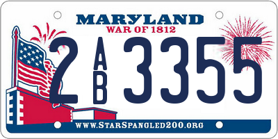 MD license plate 2AB3355