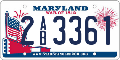 MD license plate 2AB3361