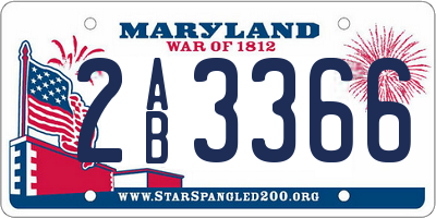 MD license plate 2AB3366