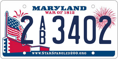 MD license plate 2AB3402