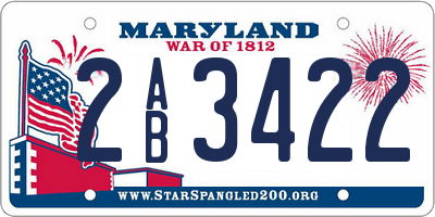 MD license plate 2AB3422