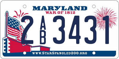 MD license plate 2AB3431